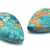 2 Large Sapphire-Blue & Gold Howlite Turquoise Teardrop Beads - 26mm x 23mm