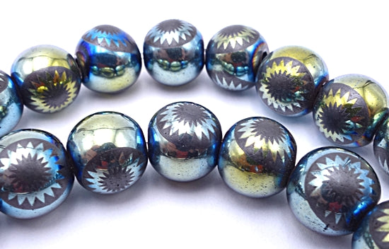 42 Dramatic Heavy Cosmic Star 10mm Black & Gold Hematite Beads