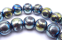 42 Dramatic Heavy Cosmic Star 10mm Black & Gold Hematite Beads