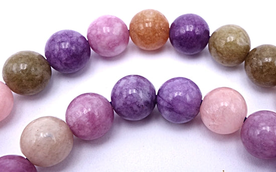 Exquisite Lavender, Pink & Purple Tourmaline-Jade 8mm Beads