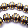 Heavy Gold-Plated Non Magnetic Hematite Round 10mm Stripe Beads
