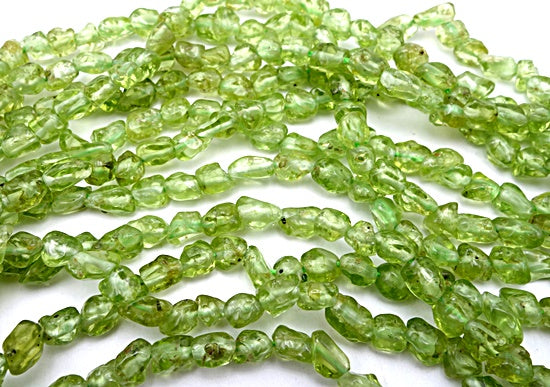 Vivid Green Peridot Tumble Nugget Beads