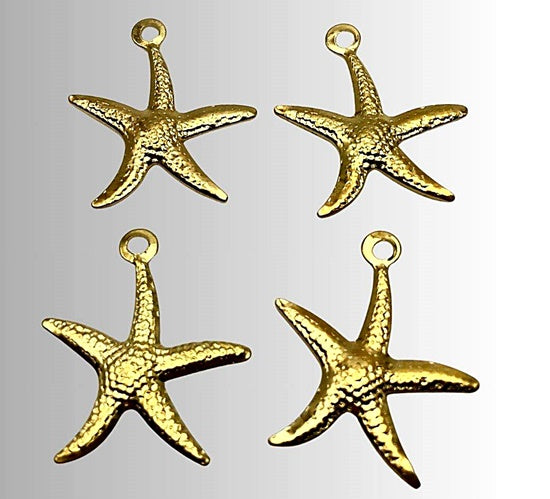 20 Light Gold Aluminium Starfish Charm Pendants