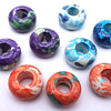 Blue, Orange or Purple Rain Flower Viewing Stone 15mm Rondelle Beads - Large Hole