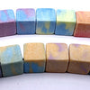 62 Pastel Blue & Orange Anion Oxide Cube Beads - Unusual