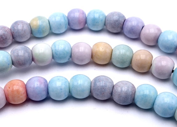 112 Pastel Blue & Orange 6mm Anion Oxide Beads - Unusual