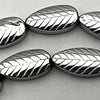 52 Gleaming Silver Hematite 8mm Leaf Beads