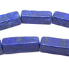 28 Long Deep Blue & Gold Lapis Cuboid Rectangle Beads - 12mm x 4mm