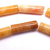 28 Long Autumn Yellow-Brown Jade Tube Beads - 12mm x 4mm