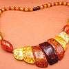 Gorgeous 3-Tone Amber Graduated Half-Moon Necklace