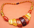 Gorgeous 3-Tone Amber Graduated Half-Moon Necklace