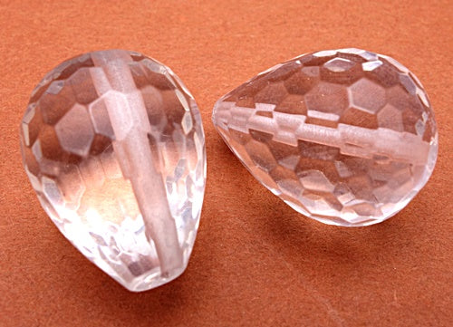 4 Large Striking 20mm x 15mm Faceted Glass Teardrop Beads