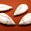 4 Large 30mm Ivory-White Howlite Teardrop Beads - Top-Drill