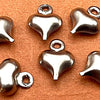 20 Tiny Dull Stainless Steel Heart Pendants or Charms - 7mm