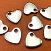 10 Shiny Flat Stainless Steel Heart Pendant or Charm