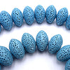 21 Huge 16mm Azure-Blue Lava Rondelle Beads