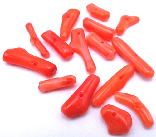 90 Seductive Red Orange Small Coral Branch Chip Beads