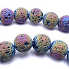 Beautiful  Matte AB 6mm Peacock Electro-Plated Lava Beads