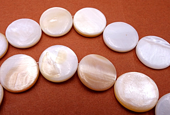 Striking Natural Creamy White Flat Button Shell Beads