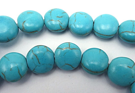 Dark Cyan Blue Howlite Turquoise 10mm Button Beads