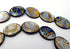 21 Dramatic Flat Oval Blue & Gold Drawbench Shell 17mm Beads