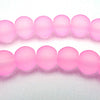 72 Barbie-Pink 6mm Transparent Frosted Glass Beads