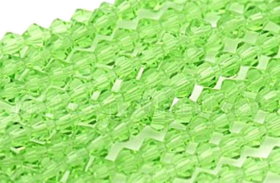 92 Faceted Bicone  peridot Green 4mm Glass Beads