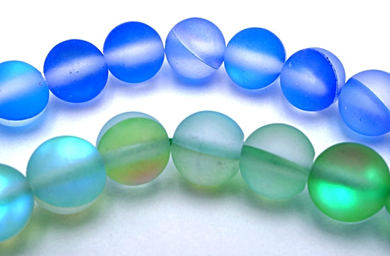 Matte Rainbow Mystic Crystal 6mm Beads - Blue or Green