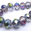 Faceted Diamond-Cut Rainbow AB Glass Beads - 8mm x 6mm