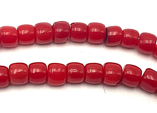 114 Passionate Small Barrel Red Coral 4mm Beads