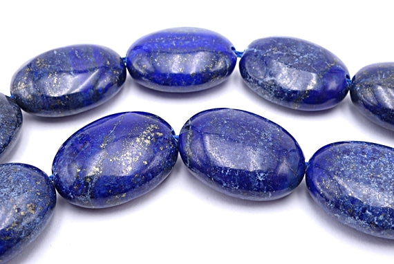 20 Large Deep Blue & Gold Lapis Oval Beads - 20mm x 15mm x 8mm