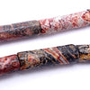 28 Long Snakeskin Jasper Tube Beads - 14mm x 4mm