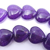 28 Large Deep-Purple Jade Heart Beads - 14mm x 6mm
