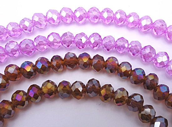 88 Faceted Diamond-Shape Glass Beads - Bubblegum-Pink or Ochre-Yellow