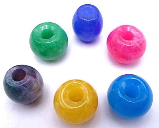 2 Large 14mm x 12mm Jade Barrel Beads - 6 Colour Choice, Large Hole