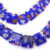 48 Deep Blue Millefiori Square Flower Tile Beads - 8mm