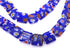 48 Deep Blue Millefiori Square Flower Tile Beads - 8mm