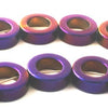 32 Dramatic AB Neon-Purple Hematite Frame Ring Beads - 10mm