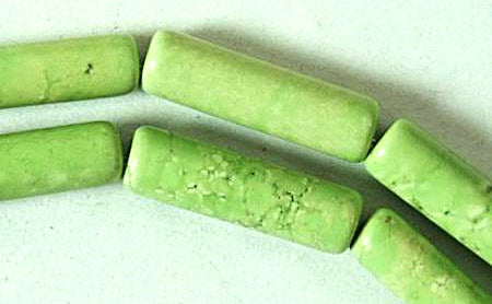 Slinky Pea-green Gaspeite Tube Beads