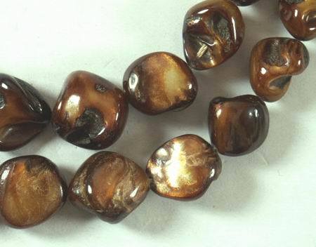 Roasted Gold Mother-of-Pearl Nugget Beads