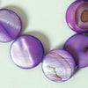 28 Unusual Purple Coin Mother-of-Pearl Beads