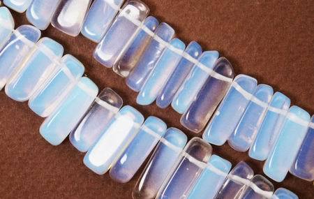 Long 20mm Fancy Drop Opalite Moonstone Beads