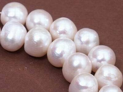 White Stunning Large Round Fresh Water Cultured Pearls 11-12mm (15-Inch  Strand) 