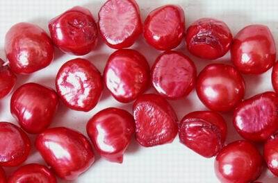 Large Cherry Red Biwa Pearl String