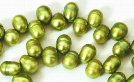Large Lime-Green Pearl Bead String - 13mm x 7mm
