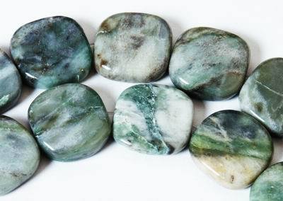 Large Green African Jade 20mm Square Beads