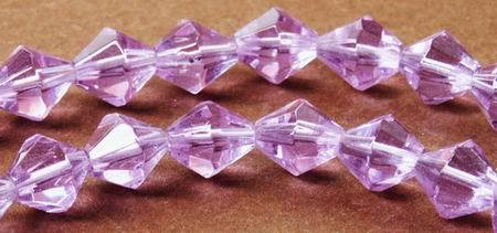 Beautiful Faceted Lavender Glass Bicone Bead String