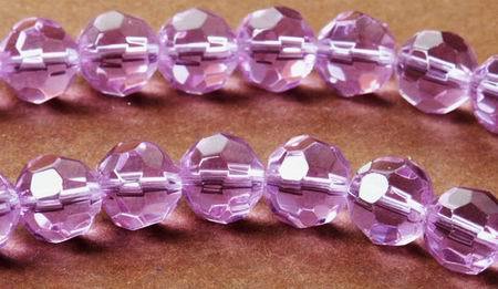 Beautiful Faceted Lavender Glass Round 8mm Bead String