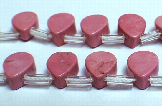 36 Seductive Pink Turquoise Flat Briolette 10mm Beads - Unusual