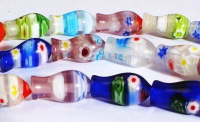 Colourful Dreamlike Millefiori 13mm Bottle Beads